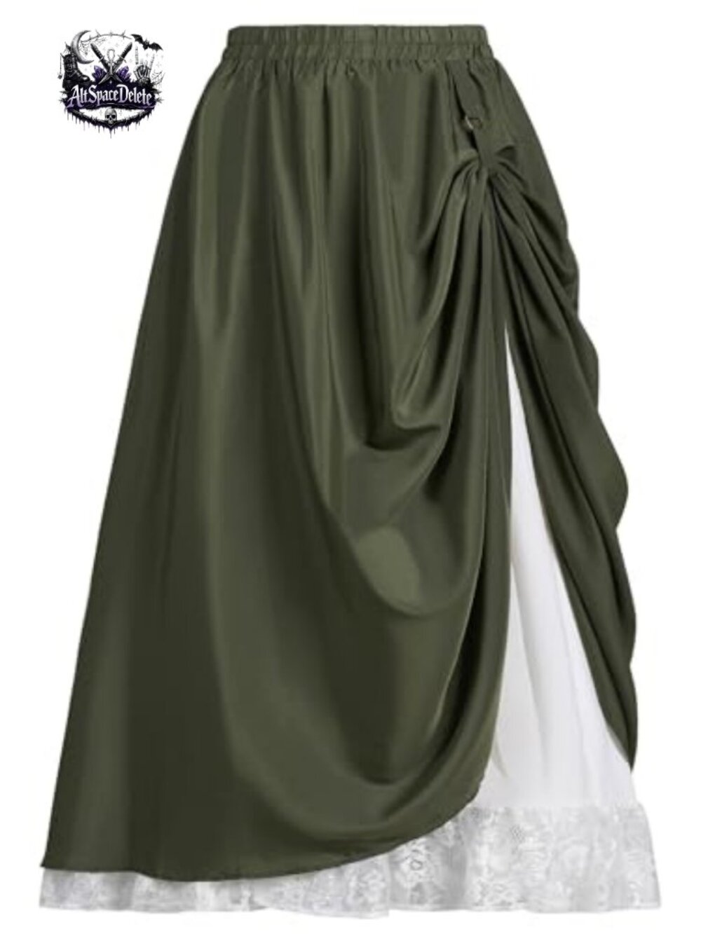 Womens Renaissance Lace Maxi Skirt Tiered High Waist Medieval Cosplay